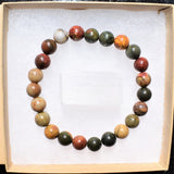 Premium CHARGED Natural Picasso Jasper / Marble Crystal 8mm Stretchy Bracelet