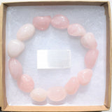 CHARGED Rose Quartz Crystal Bracelet Tumble Polished Stretchy Love Energy REIKI