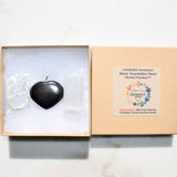 CHARGED Himalayan Black Tourmaline Crystal HEART Perfect Pendant + 20" Chain