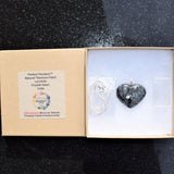 Faceted Titanium Flash LARVIKITE Crystal Heart Perfect Pendant 20" Silver Chain
