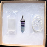 CHARGED Faceted Rainbow Fluorite Crystal Perfect Pendant PLUS 20" Silver Chain