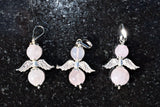 Himalayan Rose Quartz Crystal Angel Pendant + 20" Silver Chain REIKI Energy!