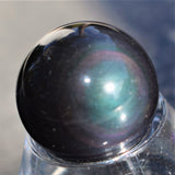 CHARGED Rainbow Obsidian Hand-Polished Sphere Perfect Pendant + 20" Chain