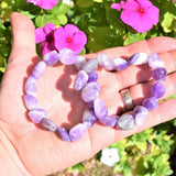 CHARGED Amethyst Crystal Bracelet Tumble Polished Stretchy CALMING ENERGY REIKI
