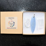 CHARGED 3" 925 Sterling Peruvian Angelite Crystal Perfect Pendant + 20" Chain