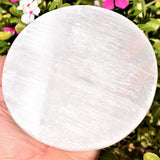 XL Selenite Disc Polished Flat Crystal Charging Station POWERFUL ZENERGY GEMS