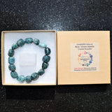 Premium CHARGED Natural Blue Green Apatite Crystal Nugget Stretchy Bracelet