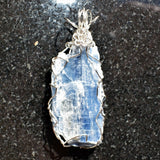 CHARGED REIKI Wrapped Brazilian Blue Kyanite Perfect Pendant + 20" Chain c
