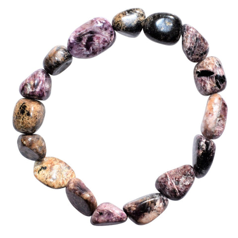 CHARGED Natural Charoite Crystal Nugget Bead Bracelet Stretchy ENERGY REIKI