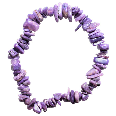 Premium CHARGED Charoite Crystal Chip Bead Bracelet Stretchy ENERGY REIKI