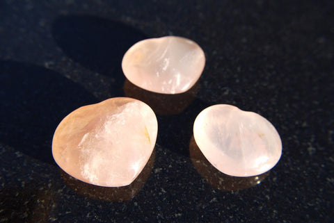 [1] CHARGED 1.3" Rose Quartz Crystal Pocket Puffy Heart Metaphysical Healing