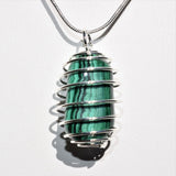 CHARGED Malachite Crystal Perfect Pendant 20" Silver Chain REIKI Healing