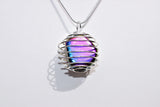 CHARGED Platinum Silver Rainbow Magnetic Hematite Pendant + 20" Silver Chain