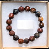 CHARGED Top-Grade Pietersite 12mm Bead Bracelet Tumble Polished Stretchy REIKI