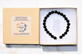 CHARGED Black Tourmaline & Rainbow Moonstone Crystal Distance Bracelet REIKI!