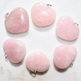 CHARGED Himalayan Rose Quartz Crystal HEART Pendant + 20" Silver Chain