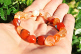 CHARGED Carnelian Agate Crystal Bracelet Tumble Polished Stretchy ENERGY REIKI