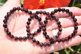 Premium CHARGED Garnet Crystal 8mm Bead Bracelet Stretchy ENERGY REIKI