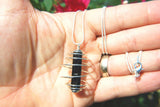 Naturally Faceted Black Tourmaline Crystal Perfect Pendant + 20" Silver Chain