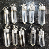 CHARGED Faceted Amplifier Clear Quartz Crystal Perfect Pendant + 20" Chain