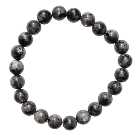 Flashy Premium CHARGED Natural Larvikite Crystal 8mm Bead Bracelet Stretchy
