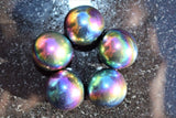 5 CHARGED Platinum Silver Rainbow Magnetic Hematite Spheres 500cts