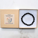 Premium CHARGED Black Onyx Crystal 8mm Bead Bracelet Stretchy ENERGY REIKI