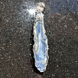 CHARGED REIKI Wrapped Brazilian Blue Kyanite Perfect Pendant + 20" Chain e