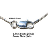 20 Inch Sterling Silver Snake Chain 0.9mm (Italy)