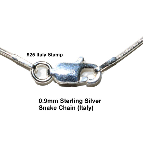 20 Inch Sterling Silver Snake Chain 0.9mm (Italy)