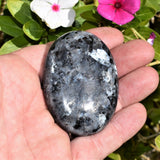 Flashy Charged 2.5" Larvikite Crystal Palm / Worry Stone Healing Energy ~100g