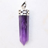 Faceted Himalayan Amethyst Crystal Point Pendant + 20" Silver Chain