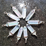 Faceted Rainbow Angel Aura Quartz Crystal Perfect Pendant 20" Silver Chain