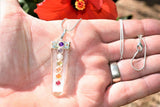 CHARGED 7 Chakra Amplifier Clear Quartz Crystal Perfect Pendant + 20" Chain WOW