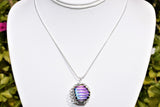 CHARGED Platinum Silver Rainbow Magnetic Hematite Pendant + 20" Silver Chain