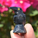 [1] LG 1.65" Black Onyx Crystal Hand-Carved Raven Reiki NEGATIVE ENERGY PROTECTION!