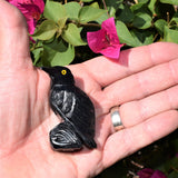 [1] XL 2.5" Black Onyx Crystal Hand-Carved Raven Reiki NEGATIVE ENERGY PROTECTION!