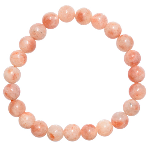 Premium CHARGED Natural Sunstone Crystal Bead Bracelet Stretchy